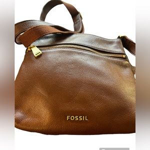 Fossil Brown Crossbody Purse   Color: brown Size: 11 by 9.5 inches